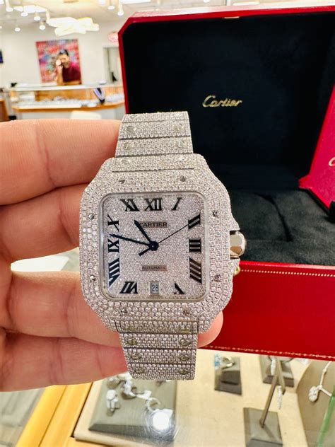 cartier iced out watch|bust down cartier watch 40mm.